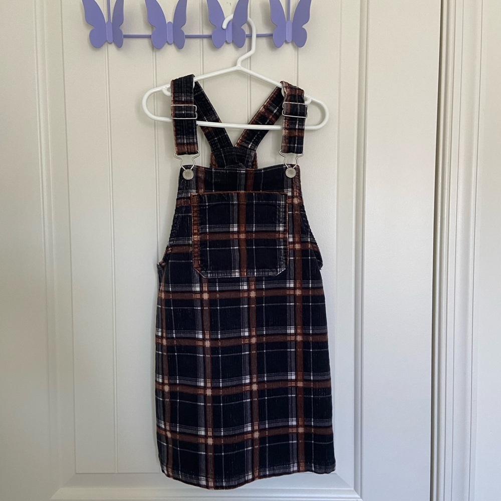 EUC‎ | Art Class girl’s black brown soft corduroy skirt overalls — small